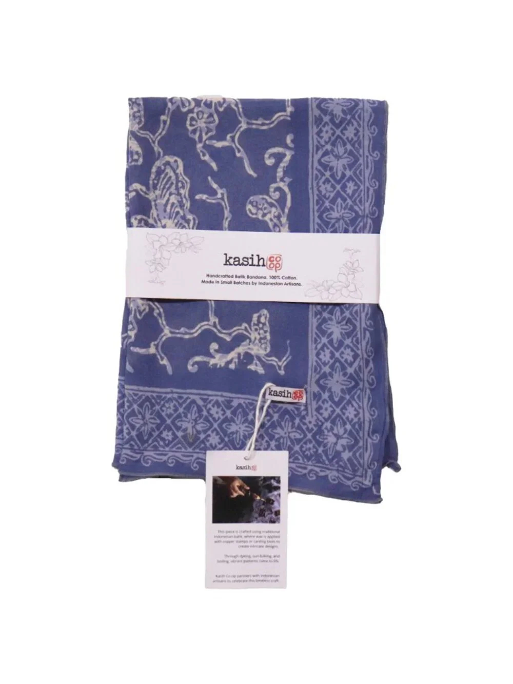 Batik Bandana, Blue Butterfly, Hand Dyed Cotton